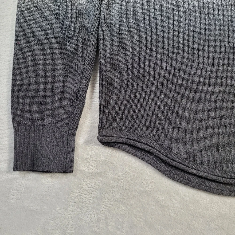 Hollister Sweater Mens L Grey Ombre Gradient Ribbed Knit Curved Hem Raglan